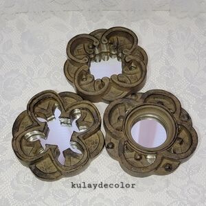 Vintage 2004 Celtic Knot Wood Wall Mirror Set – 3 Piece Decorative Wall Art